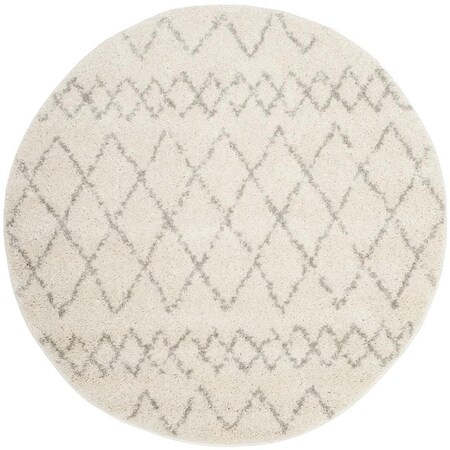 Safavieh Berber Shag Round Area Rug, Cream and Light Grey - 5 ft.-1 in. x 5 ft.-1 in. BER165C-5R